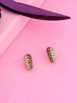 Estele - Gold Plated Sparkling Stud Earrings with Multi-Color Crystals for Women